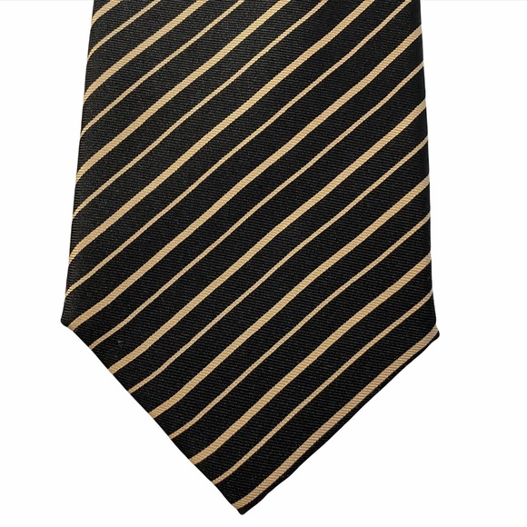 Valentino Rudy Alta Moda Roma Black Tan Stripe Tie Neutral - Picture 6 of 10